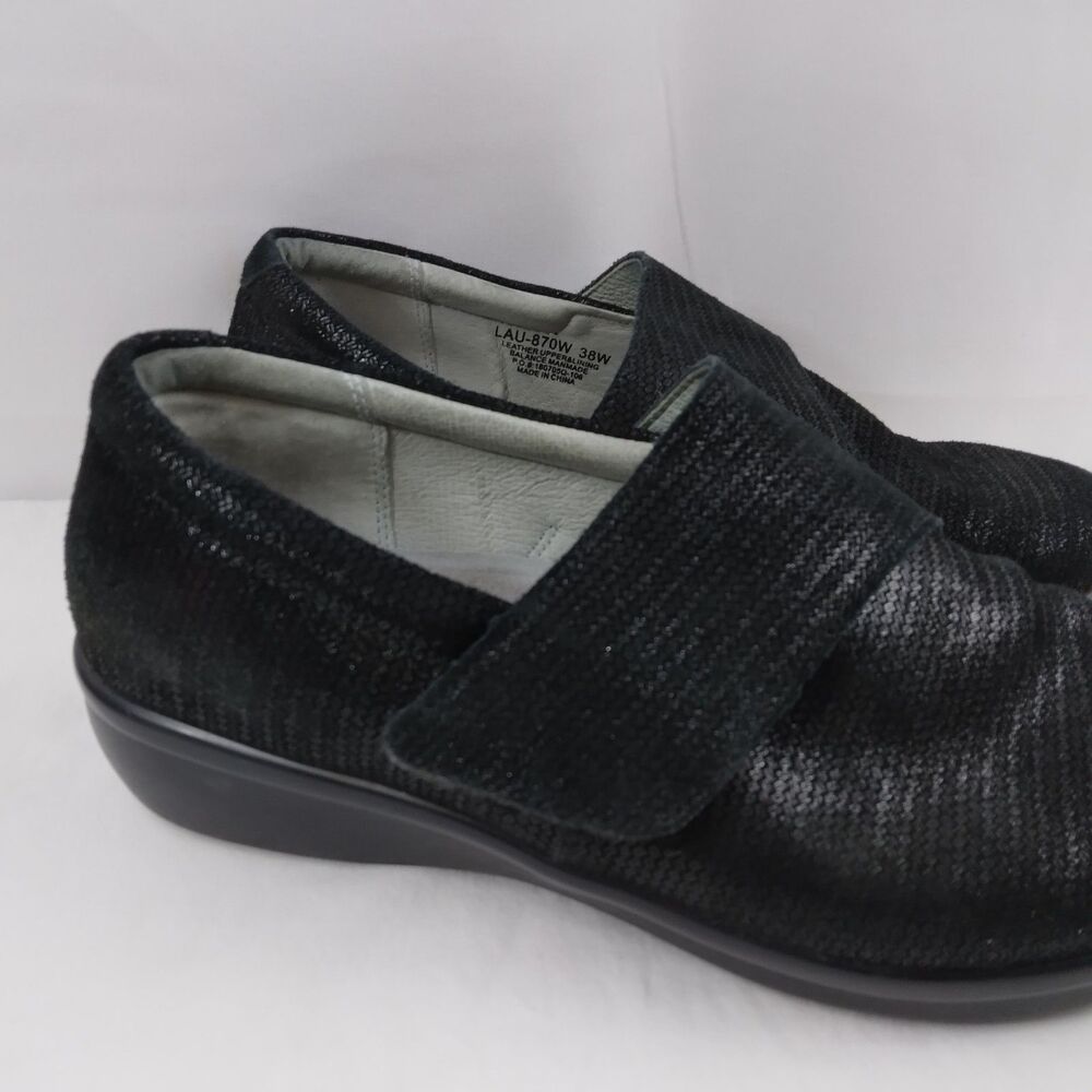 Alegría Lauryn Comfort Shoes Black Leather Work Clogs Adjustable Strap Women 38W - Picture 2 of 12